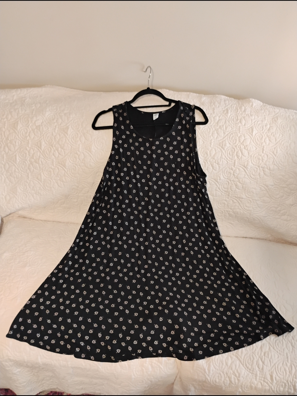Old Navy Black Dress with White Floral Print